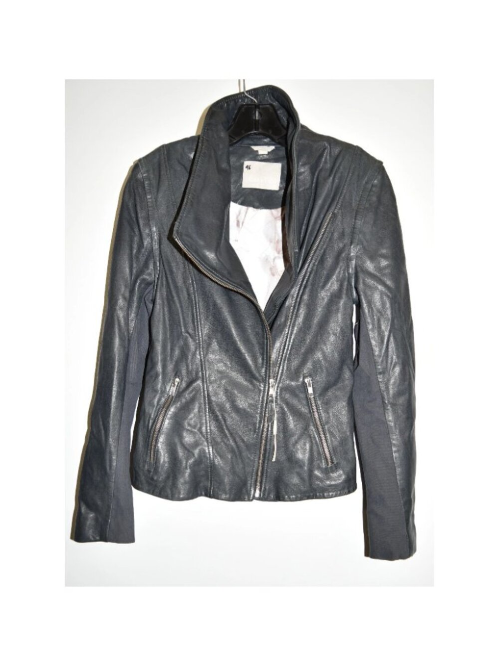 $595 SOIA & KYO Kamila Lambskin Jacket Detachable Sleeves VEST CHARCOAL GREY XS - Picture 4 of 7
